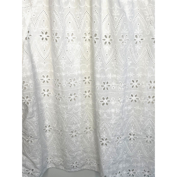 J. Jill Women's White Embroidered Eyelet Peasant Top Sz XL 100% Cotton Boho - Picture 7 of 11